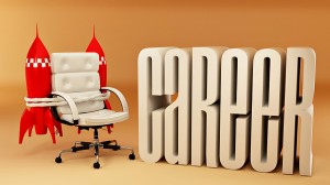Career opportunities office armchair with rockets