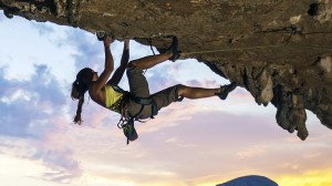 Female rock climber