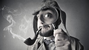 Detective with magnifying glass