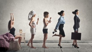 Woman getting ready to go to work