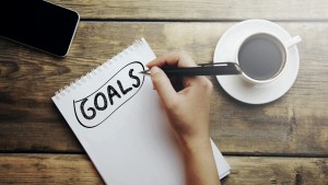 Goals written on notebook