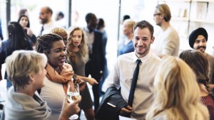 Diverse group of people meet up