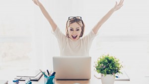 Happy excited woman