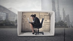 Business woman inside a box