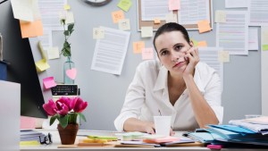 Negative female office worker